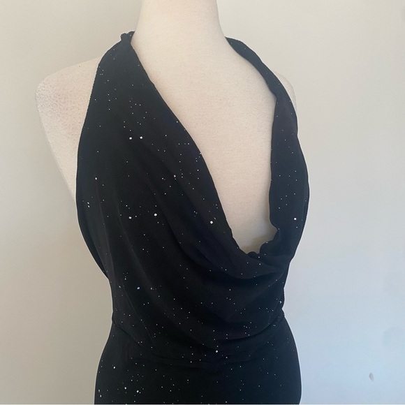 Plus Size Women Net Yarn Rhinestone Halter Backless Elegant Party Dress 4X (20) - Picture 13 of 15